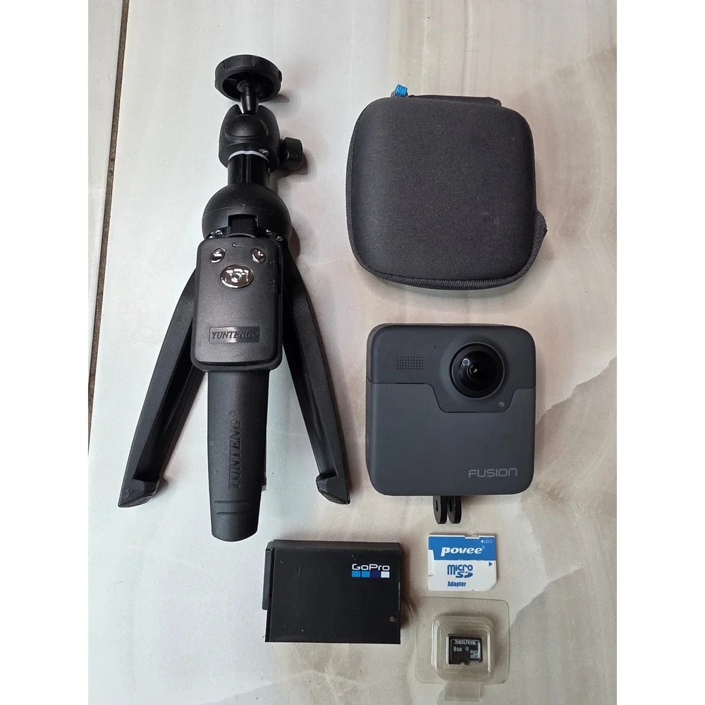 GoPro Fusion 360 Waterproof Action Camera Bundle with Tripod Case 8GB SD Card W3
